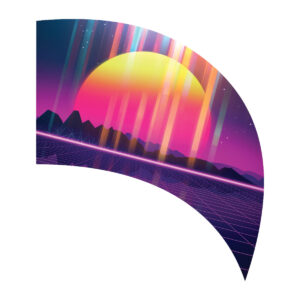 Retro 80s Sunset Teardrop Swing Flag