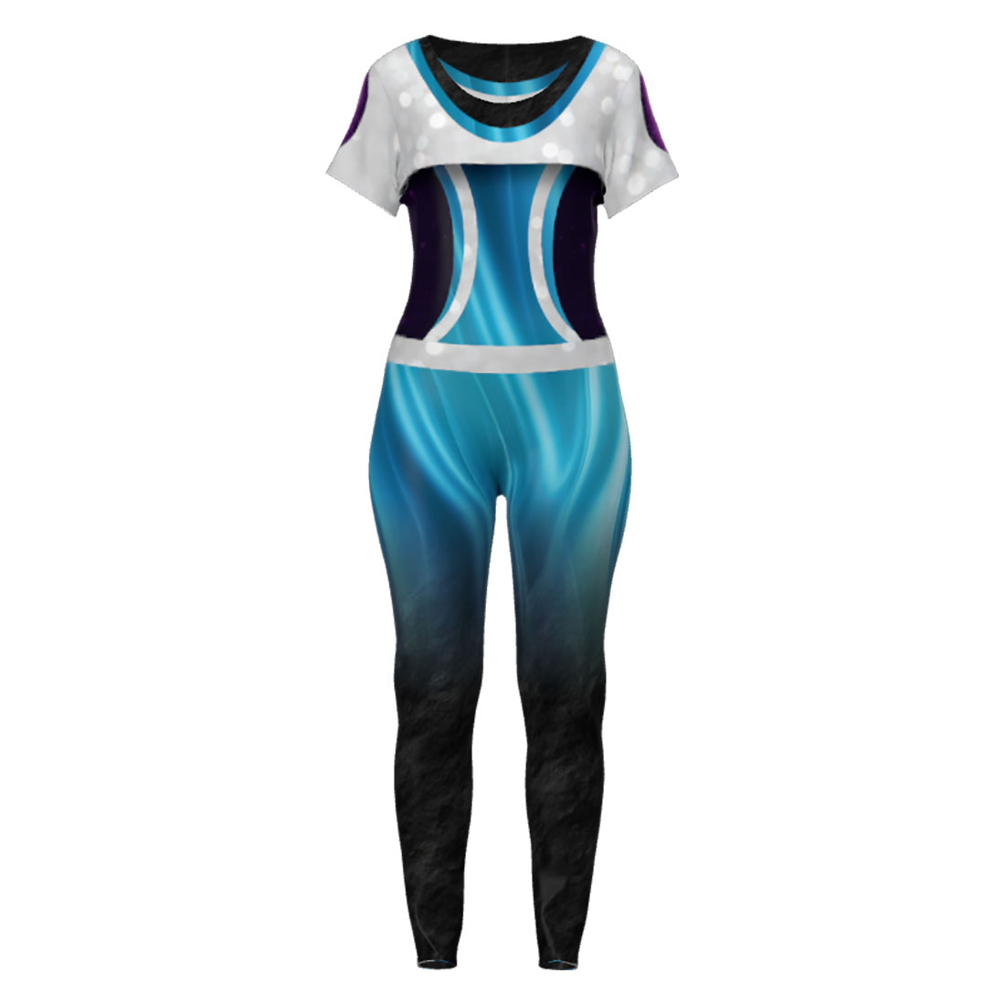 Silver, Aqua & Black Shimmer Unitard