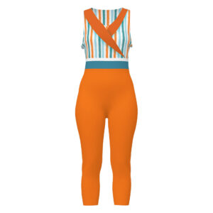 Orange & Blue Retro Capri Unitard